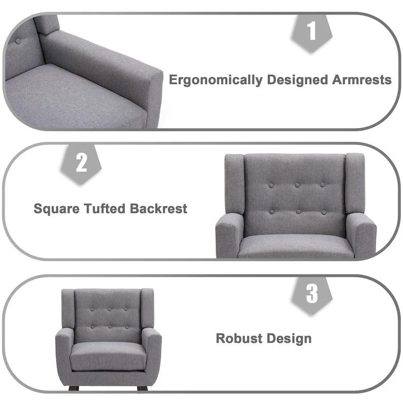 Modern Linen Button Tufted Arm Chair