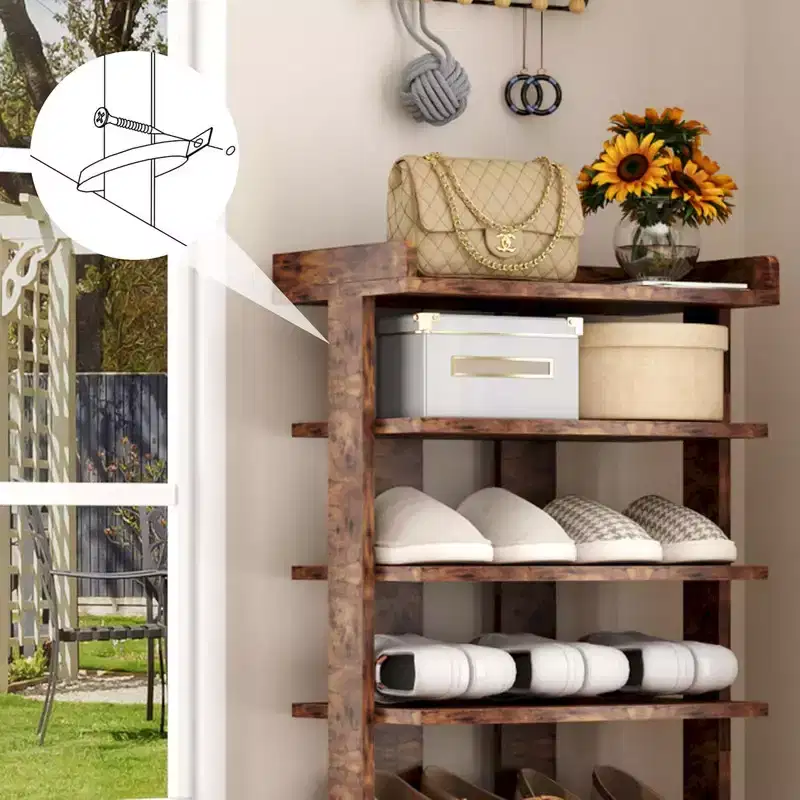 Tree City - Wide 7-Tier 45'' Double Row Wooden Shoe Rack for Entryway & Closet,Holds 14-20 Pairs