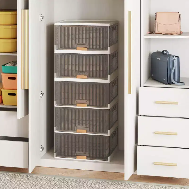 5 - Cube Stackable Storage Bins with Detachable Wheels 22.5 Gal Large Organizer