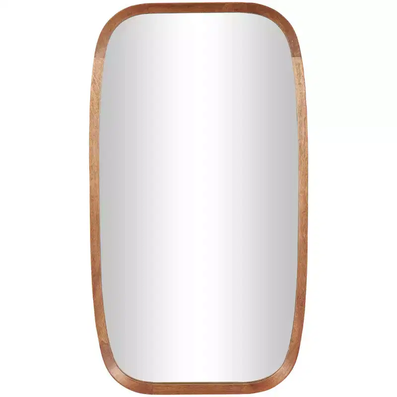 40x22 Wooden Simplistic Wall Mirror with Rounded Edges Brown - Olivia & May: Modern Design, MDF Frame, No Assembly Required