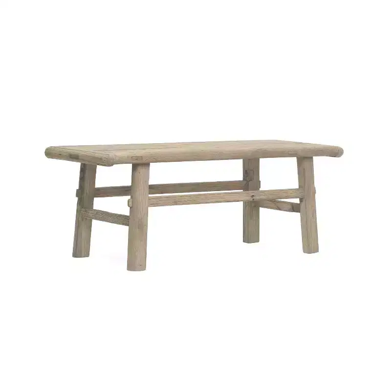 Reclaimed Elm Wood Coffee Table, Natural Finish, 45.25