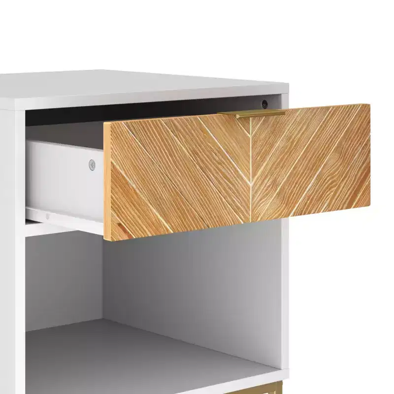 Nathan James Set of 2 Kensi Wood Herringbone Nightstands
