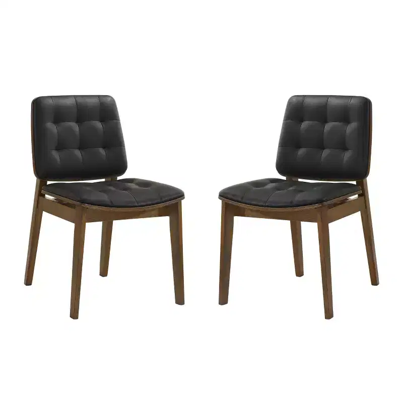 Simple Relax Set of 2 Side Chairs in Natural Walnut and Black