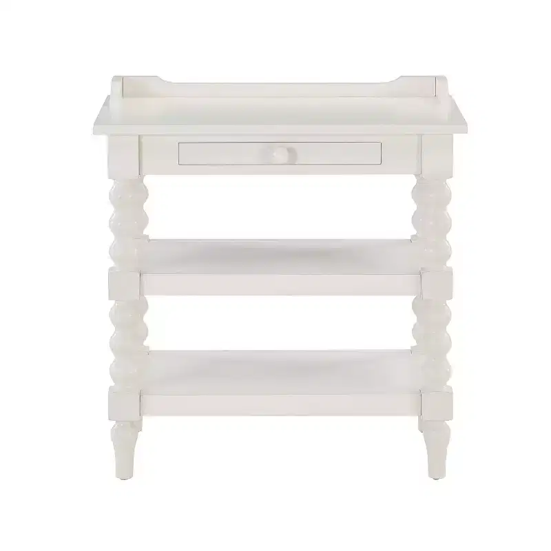 Comfort Pointe Averly Nightstand Antique White: Mid-Century Modern Farmhouse Style with Open Shelf