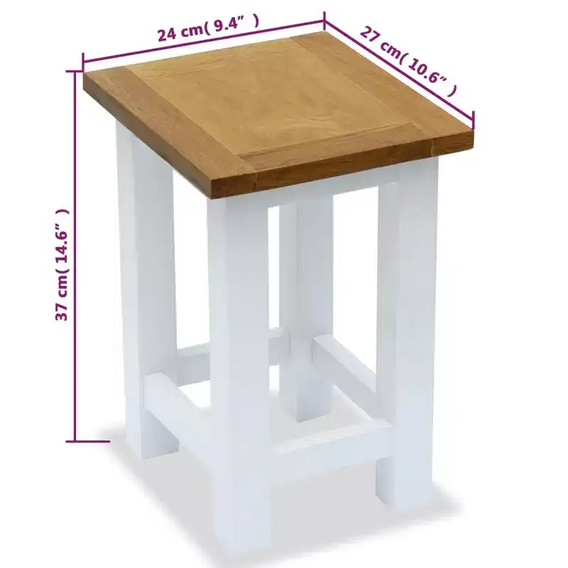 Compact Oak Wood End Table – White & Brown, No Assembly Required, 9.4