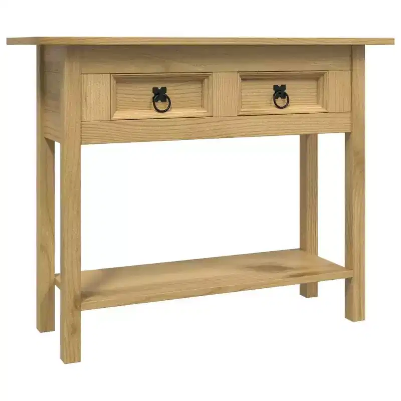 vidaXL Console Table Brown Solid Waxed Pinewood 36.6 x 13.6 x 28.7 in