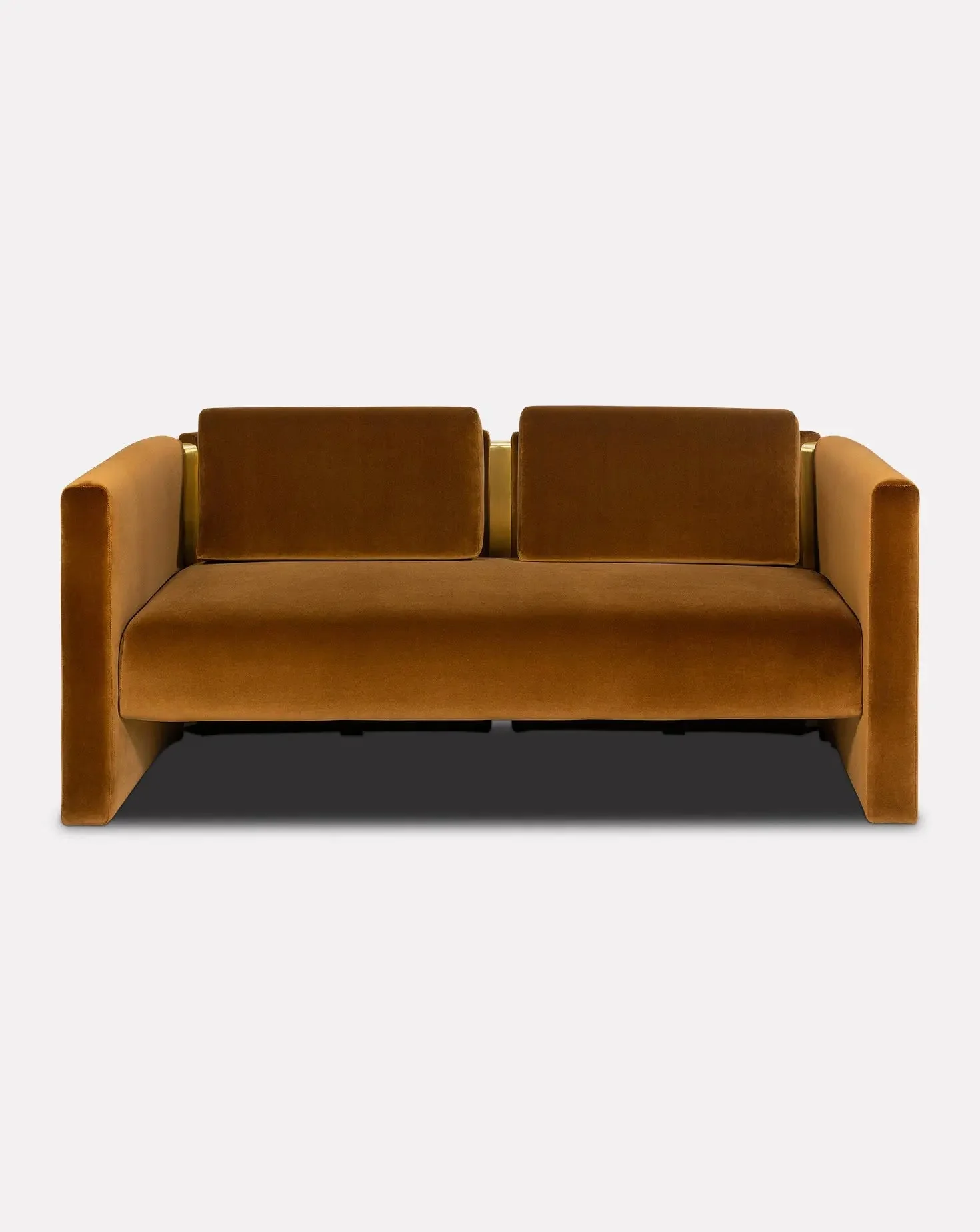 Historic-Inspired Brass Cutout Cotton Velvet 2 Seat Sofa