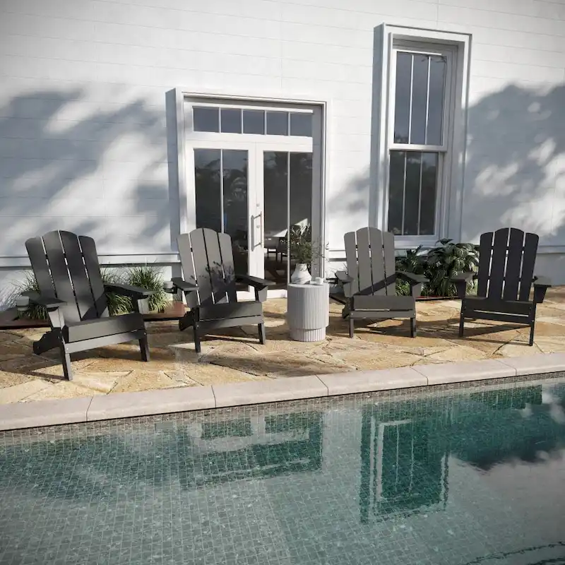 Set of 4 All-Weather Adirondack Chairs with Cupholders