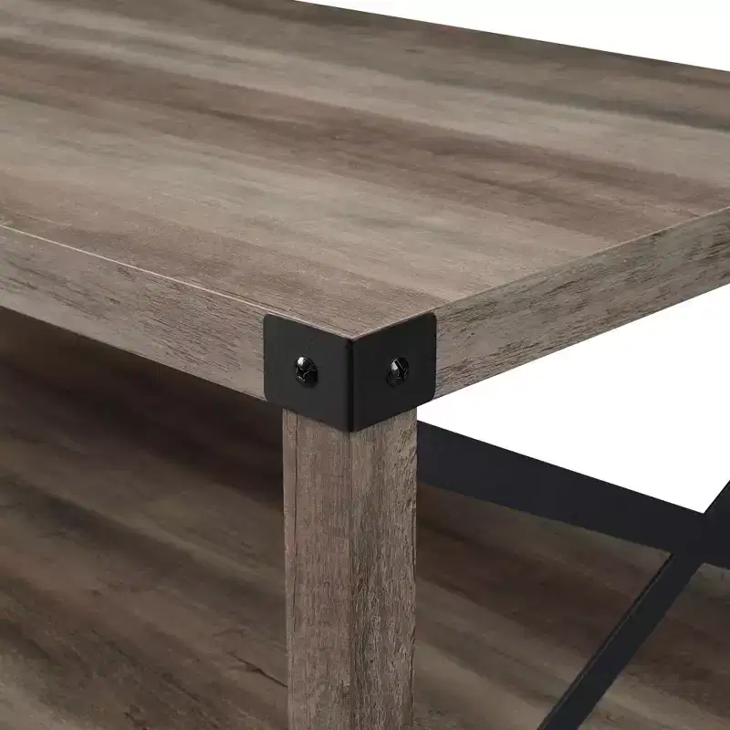 Farmhouse Metal-X Coffee Table with Lower Shelf