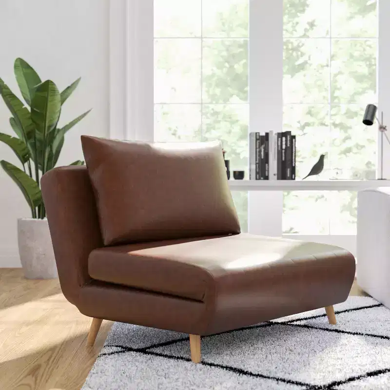 Merrick Lane Convertible Tri-Fold Sleeper Chair with Channel Stitching and Pillow