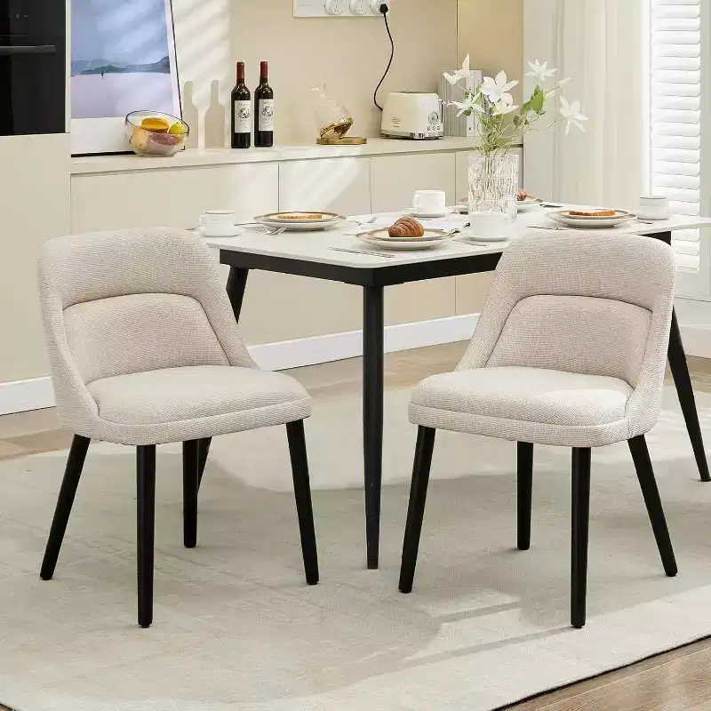 2-Piece Metal Dining Chairs, Farmhouse Style Restaurant Chairs with Woven Mesh Backrest and Sturdy Metal Frame, Suitable for Kitchen