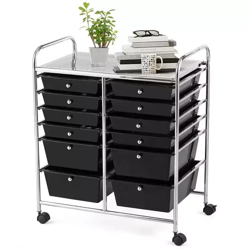 12 Drawers Rolling Storage Cart, Multicolor Scrapbook Paper Studio Organizer Bins