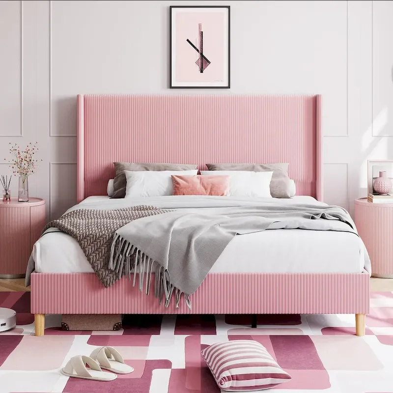 Full/Queen/King Size Bed Frame Upholstered Platform Velvet