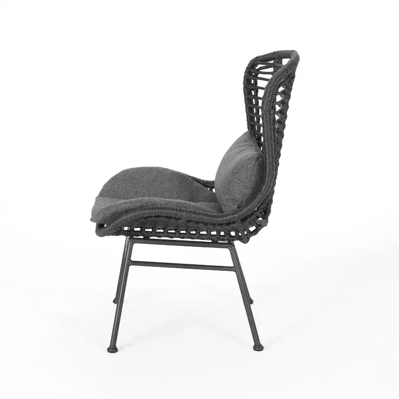 Christopher Knight Home Habra Wicker Iron Frame Club Chairs with Cushions