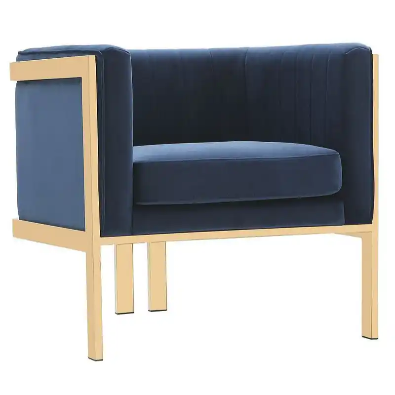 Brass Velvet Accent Armchair - Royal Blue