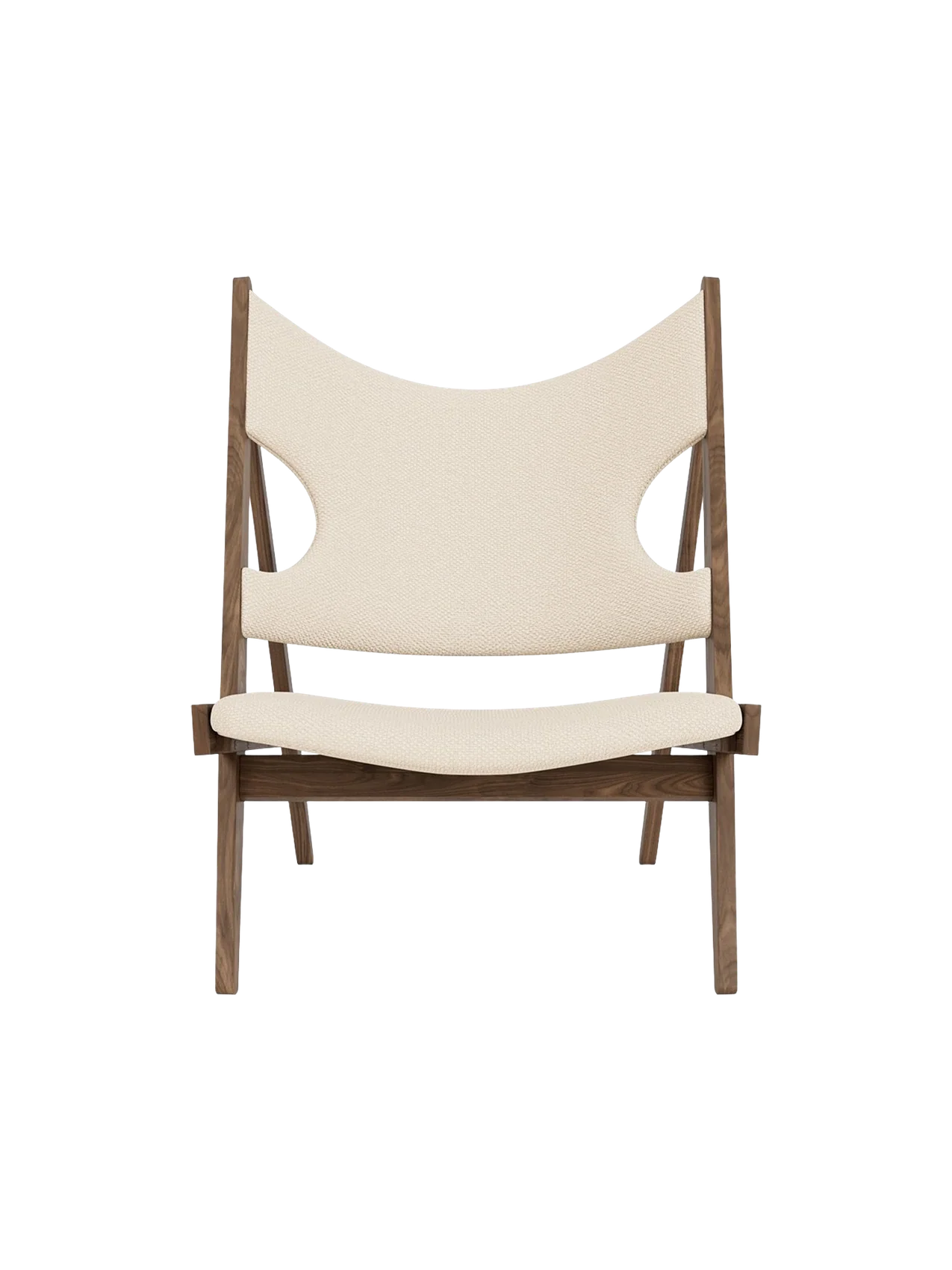 Lounge Chair in Textile Elbow Cut-Outs, Oak Frame