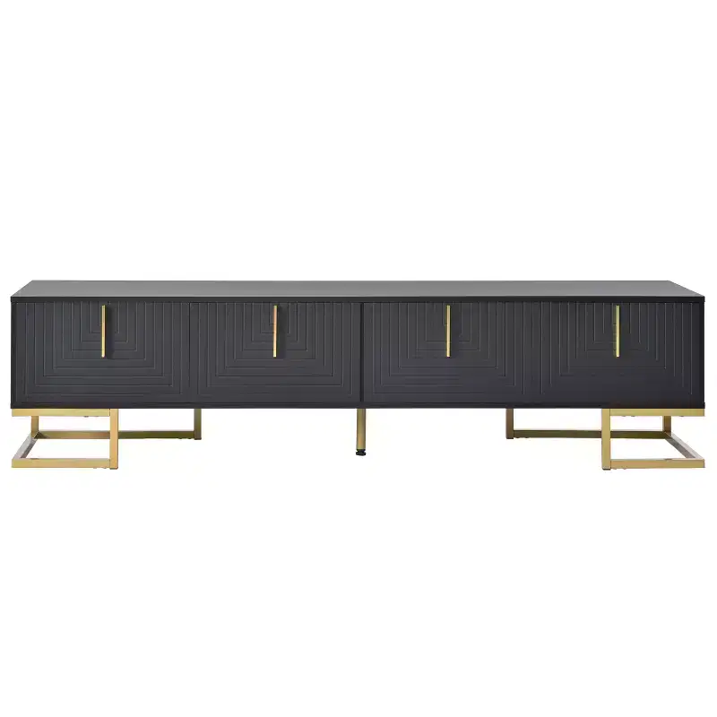 CLIHOME Modern TV Stand for TVs Up to 80, Media Console Table with Cabinets and Adjustable Shelves