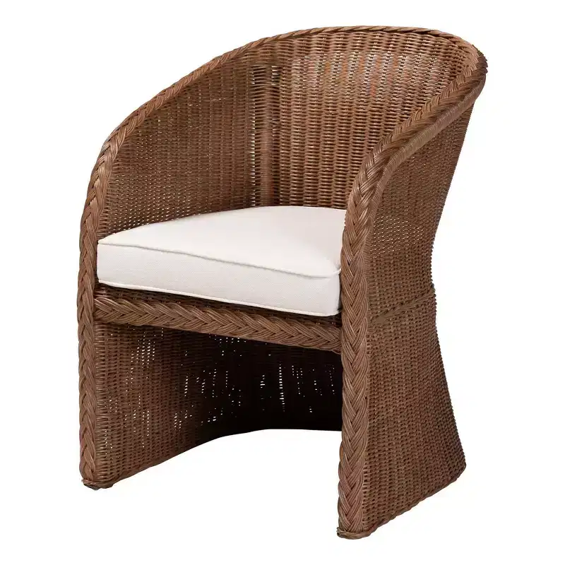 bali & pari Memphis Braided Rattan Arm Chair Peanut Brown