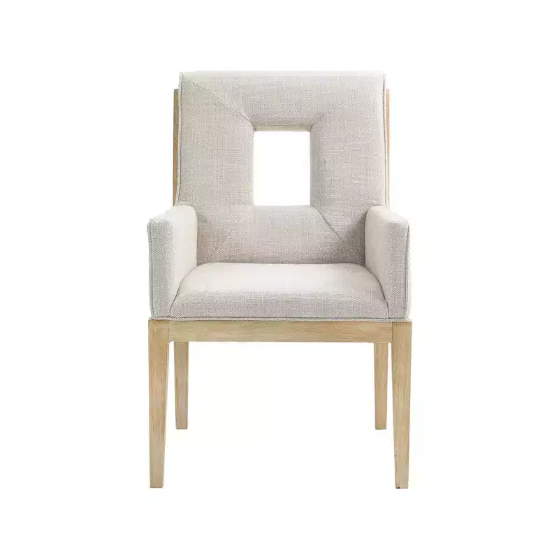 Meridian Furniture,Gwendolyn Cream Linen Textured Fabric Dining Arm Chair