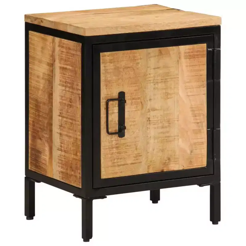 Bed Cabinet 15.7x11.8x20.7 Solid Rough Mango Wood