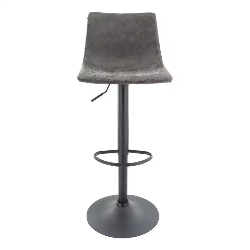 Adjustable Swivel Bar Stool Set of 2 Faux Leather Footrest Counter Height Kitchen