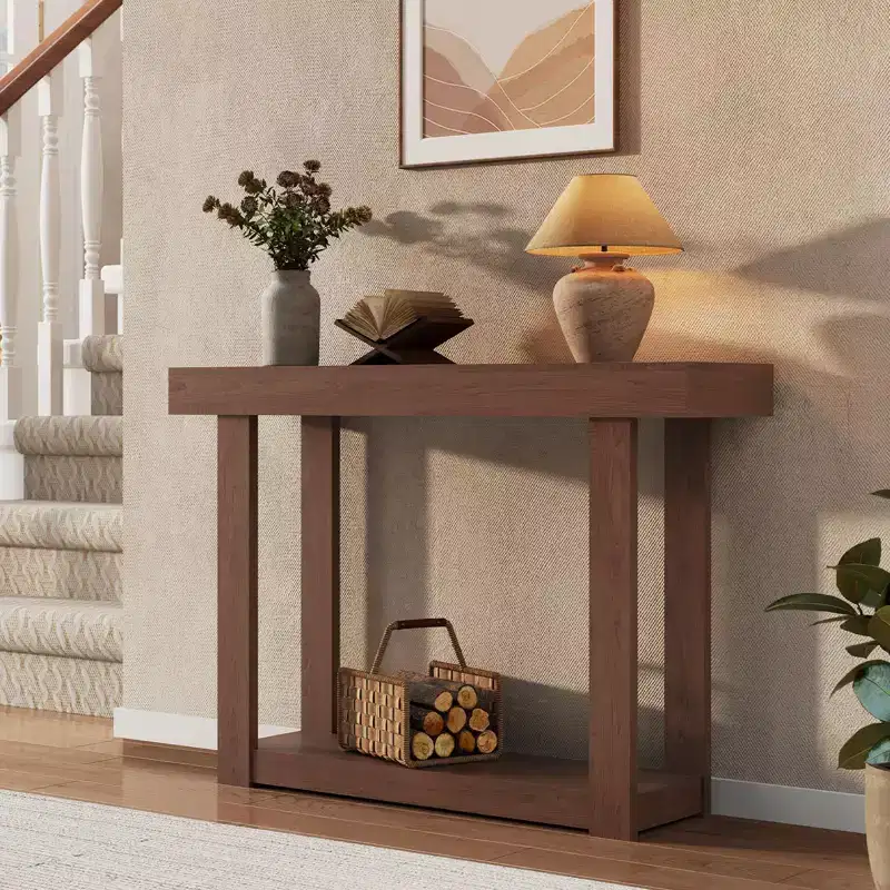 Wooden Console Table,46-Inch Narrow Console Table for Entryway, Farmhouse Rectangular Accent Table for Hallway,Foyer,Behind the Couch and Living Room