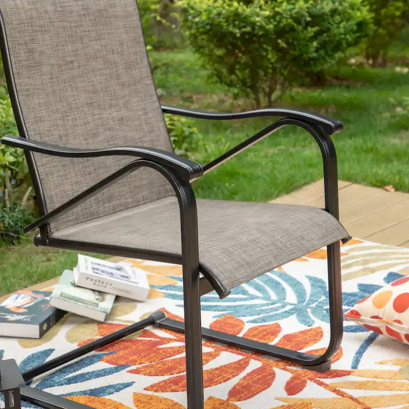 9-Piece Dining Set, 1 Extendable MetalTable and 8 Spring Motion Textilene Chairs