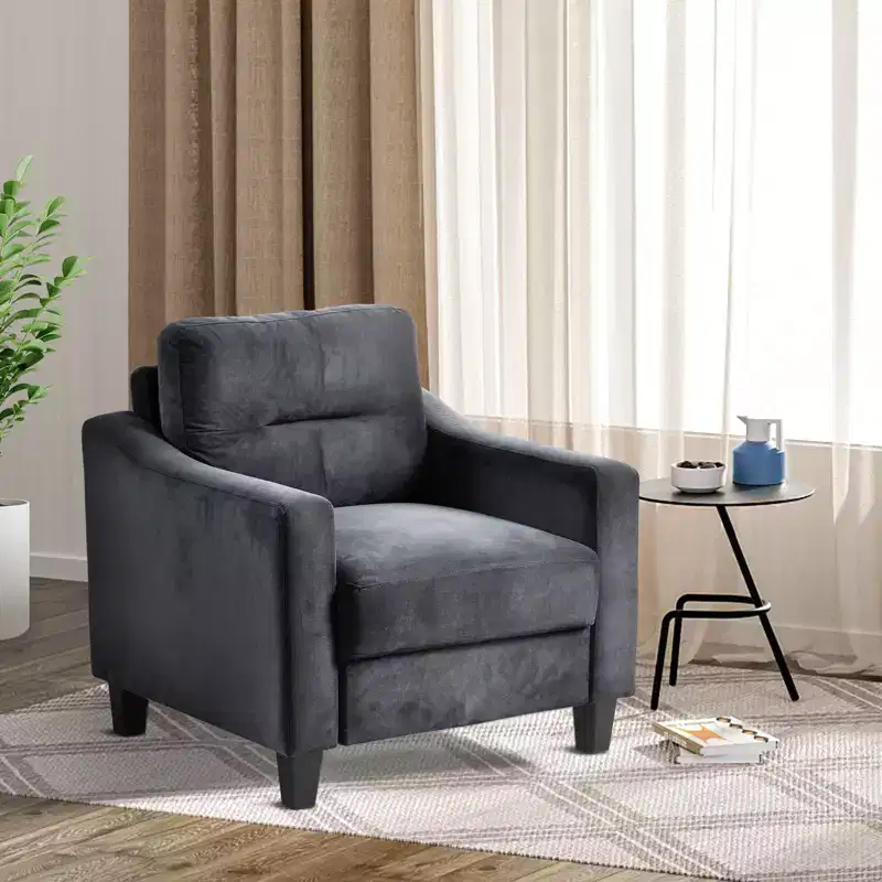 Modern Two-Seater Sofa, Cotton-Linen Blend Upholstery with Foam Cushions, 500-Pound Weight Capacity