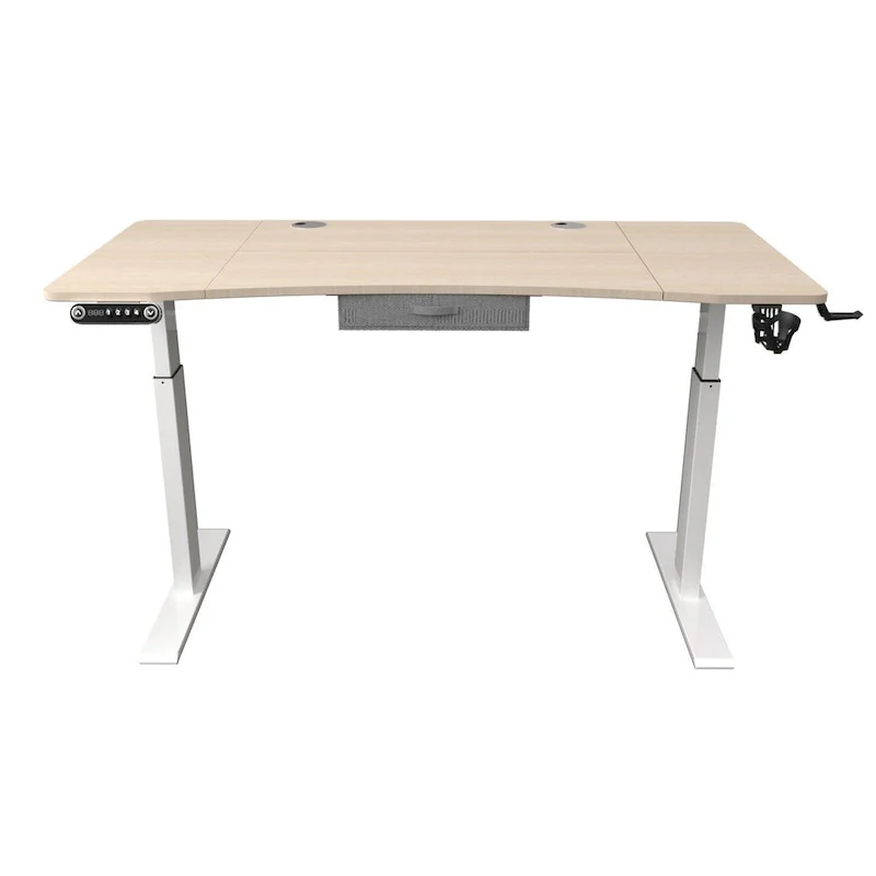 Electric Height-Adjustable Standing Desk, Oak & White, 63