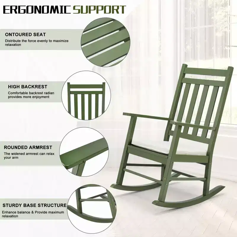 Karl Home | Solid Wood Patio Rocking Chair