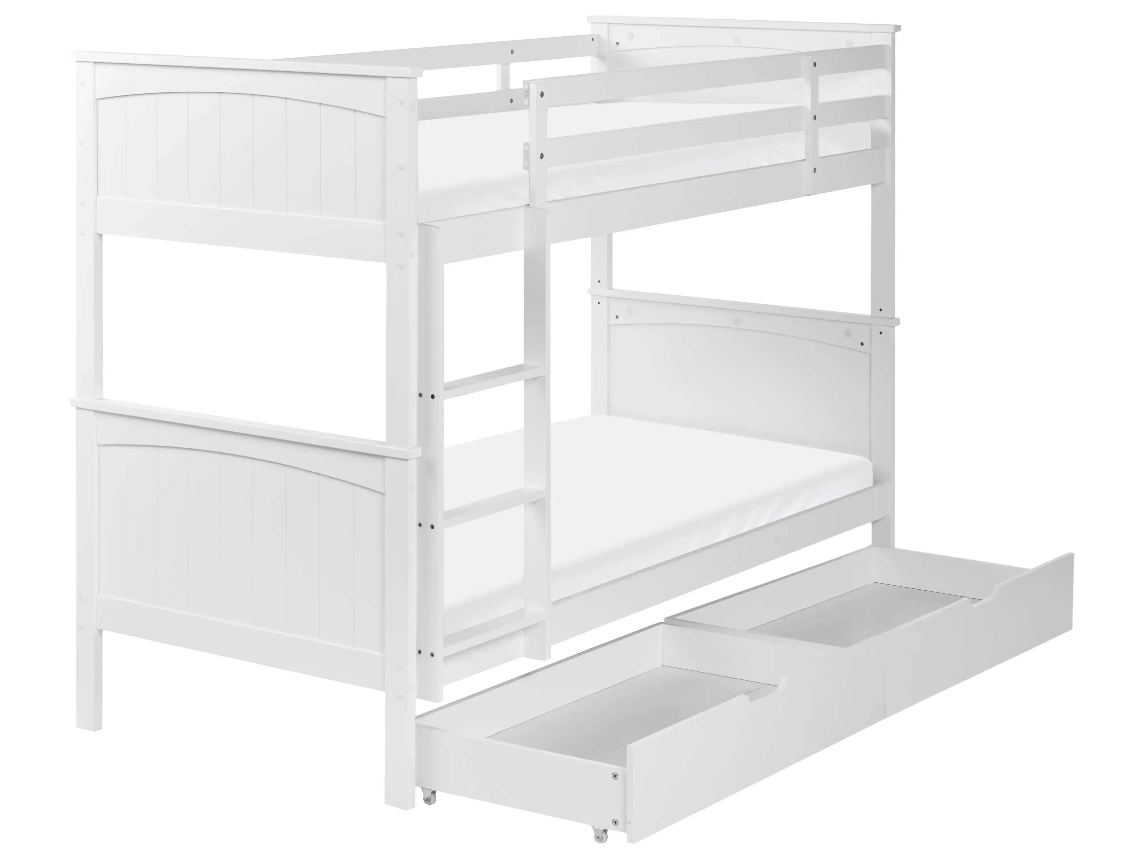Letto a castello con cassetti Legno di pino 90 x 200 cm Bianco