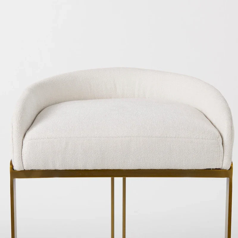 Cream Fabric Seat Counter Stool with Gold Metal Frame