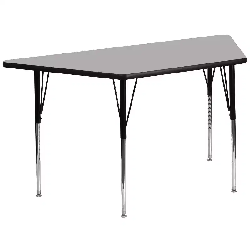 Flash Furniture 29''W x 57''L Trapezoid Thermal Laminate Activity Table - Standard Height Adjustable Legs