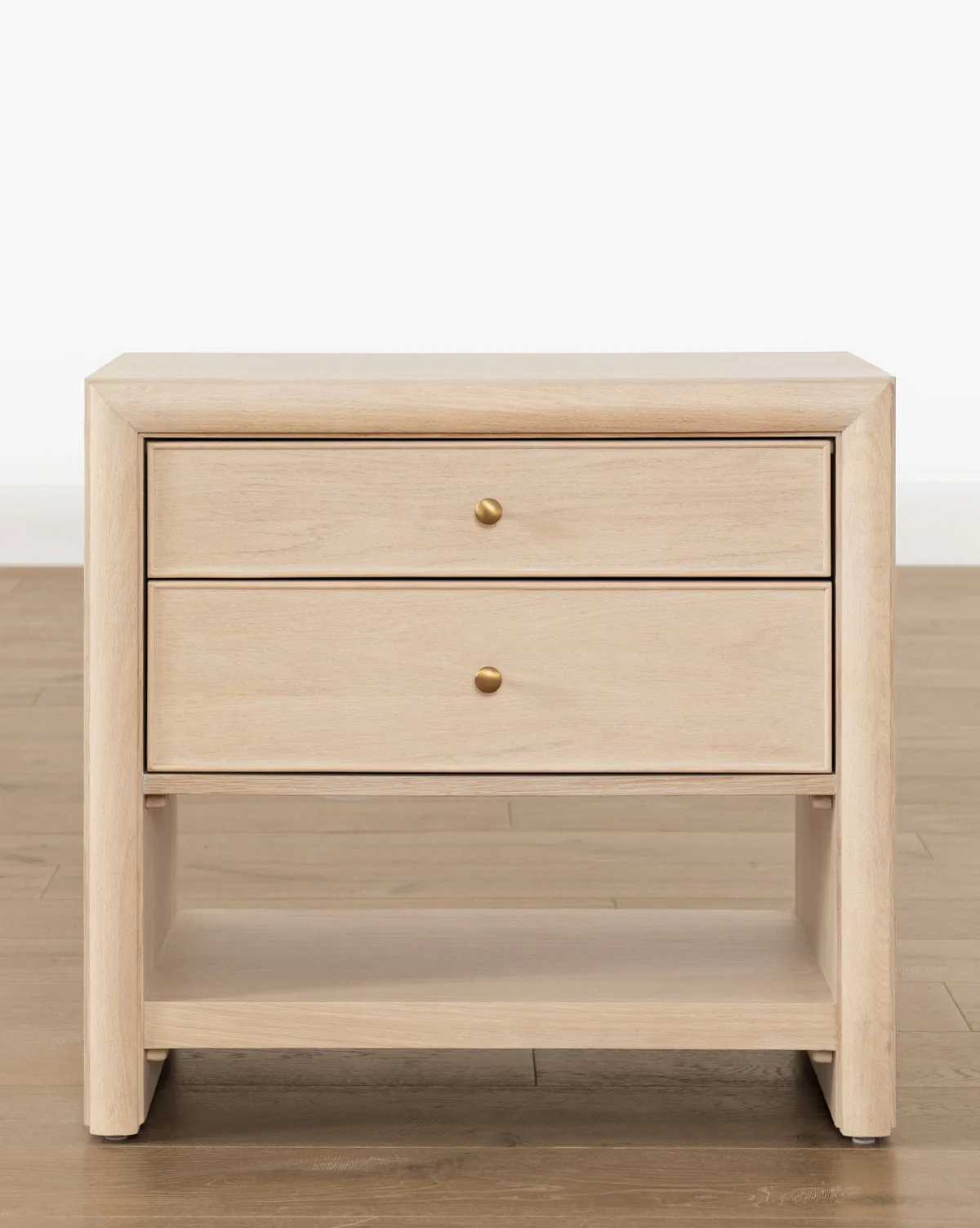 Minimalist Bleached Oak Nightstand with Beaded Detail for Bedroom