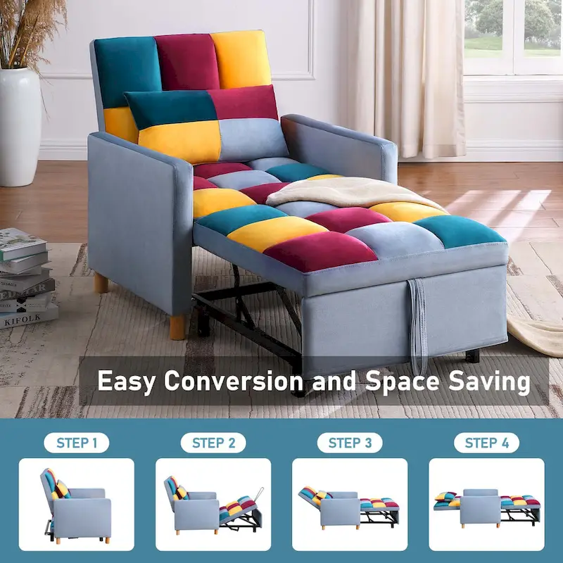 Aukfa Sleeper Chair Bed Convertible Single Sofa Chair with Pillow