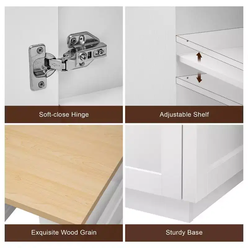 Kitchen with Dining Table, Kitchen Table with Outlet,2 Drawers 2 Side Shelves