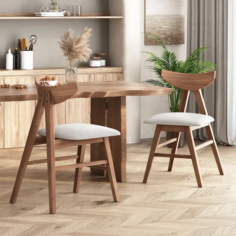 Stocker Fabric and Rubberwood Dining Chairs (Set of 2) by Christopher Knight Home
