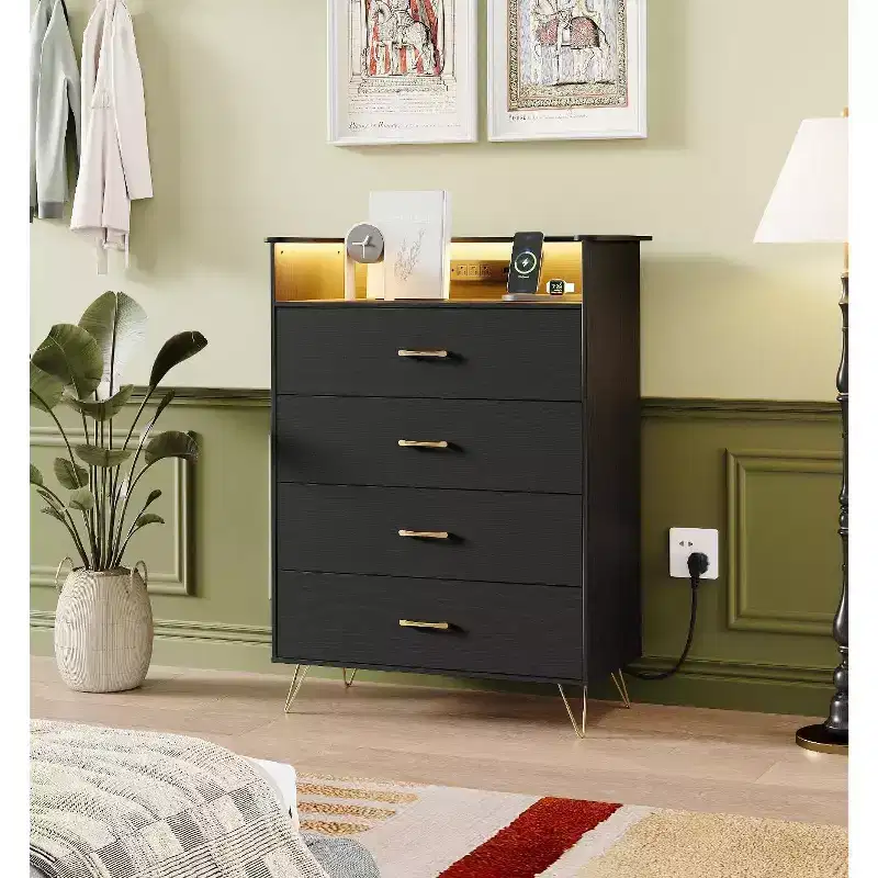 4-Drawer Dresser with Charging Station and App-Controlled Lighting