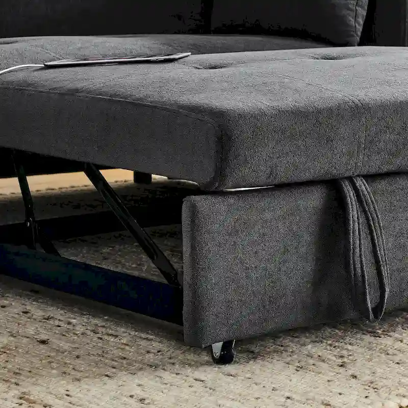 54 Pull-Out Sleeper Sofa Bed Double Seat Recliner Sofa Bed