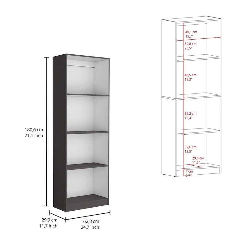 74 Wide 5-Shelf and Cabinet Bookcase