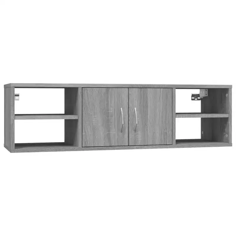 Floating Wall Shelf Smoked Oak Engineered Wood – 2 Shelves