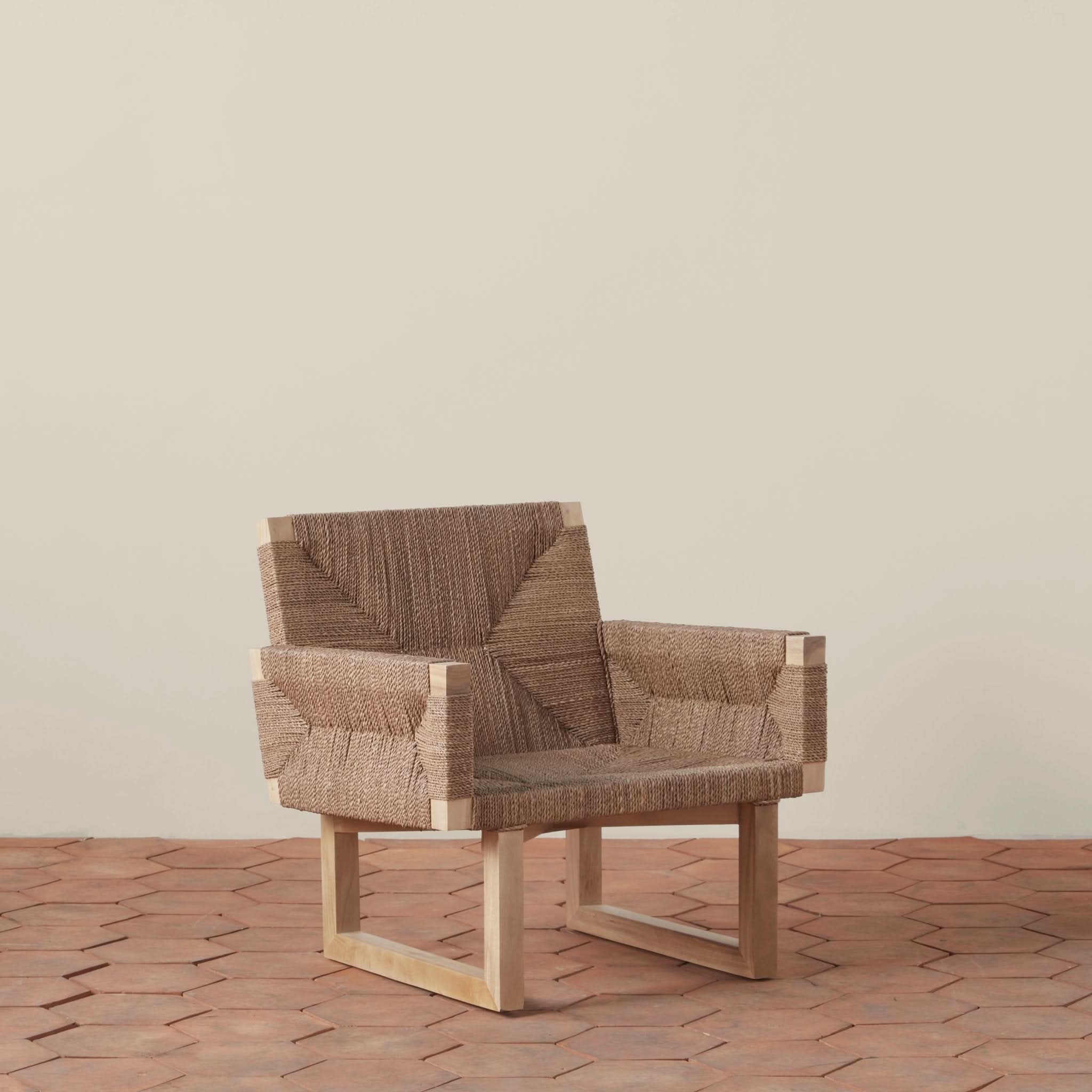 Lounge Chair - seagrass rope is expertly woven around a beechwood frame into a timeless rush pattern, creating a high-textured look