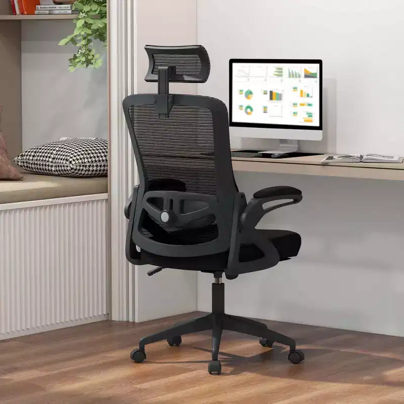 Ergonomic Office Chair with Adjustable Lumbar Support Rocking Backrest Armrests Black/White