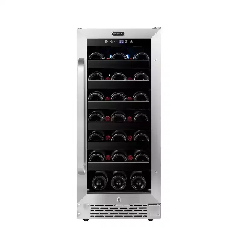 Whynter BWR-308SB Built-In 33 Bottle Undercounter Stainless Steel Wine Refrigerator with Reversible Door, Digital Control, Lock, and Carbon Filter