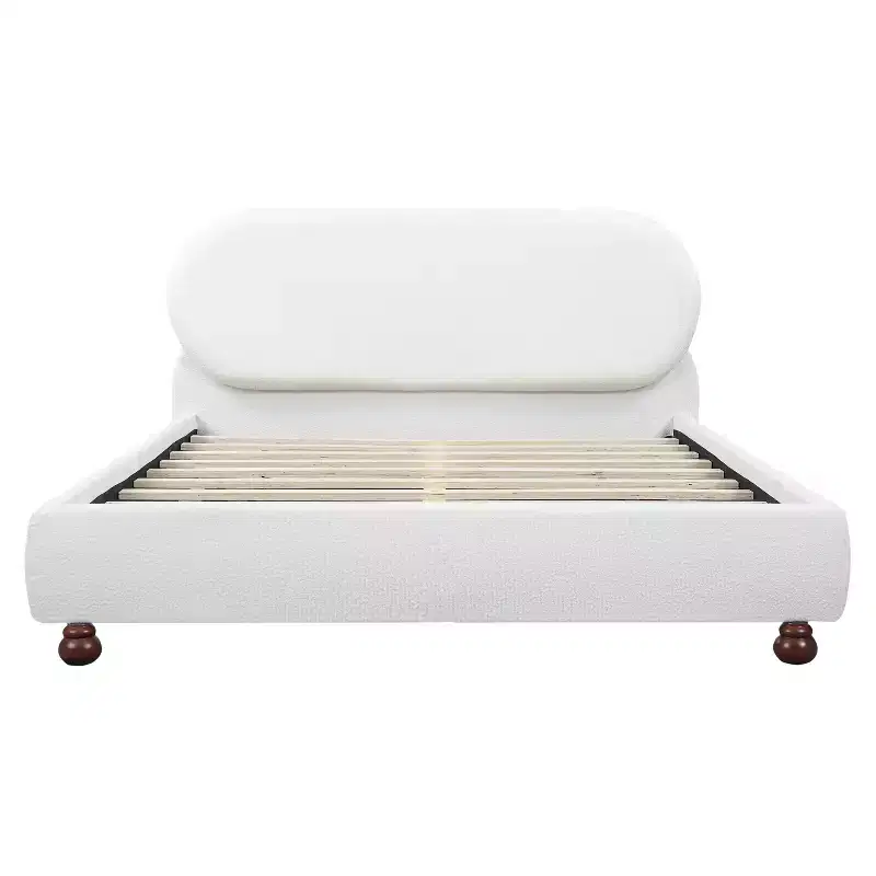 Christopher Knight Home Matteo Modern Rubberwood Boucle Upholstered Bed