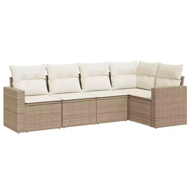 vidaXL 6 Piece Patio Sofa Set with Cushions Poly Rattan, Modular Outdoor Sectional, Multiple Colors, With/Without Table