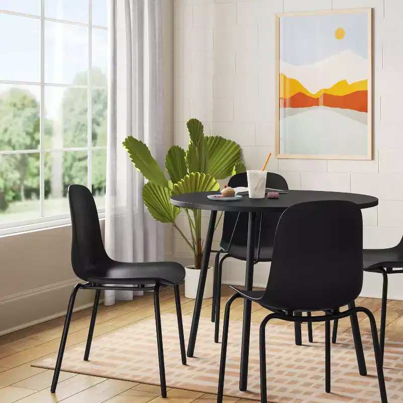 4pk Dining Chairs Black - Room Essentials™: Metal Frame, Armless, Powder-Coated Finish