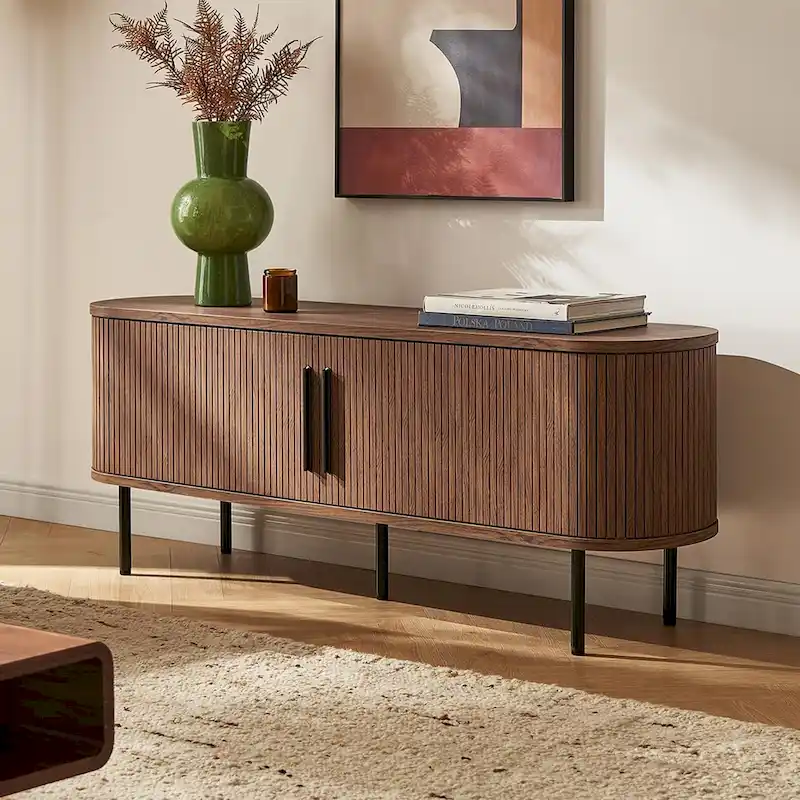 59 TV Stand, Fluted Entertainment Center