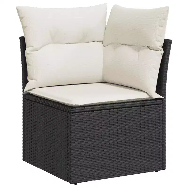 vidaXL Garden Sofa Set Black PE rattan, powder-coated steel, tempered glass