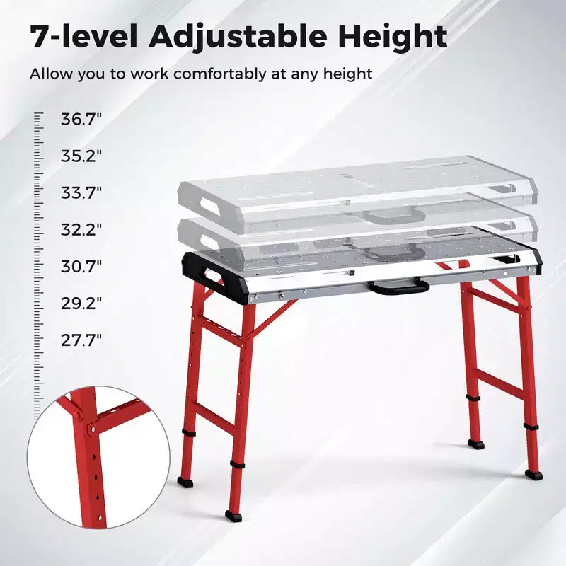 Costway Welding Table 42 x 21 with Adjustable Height 2 Bar Clamps and Carrying Handle